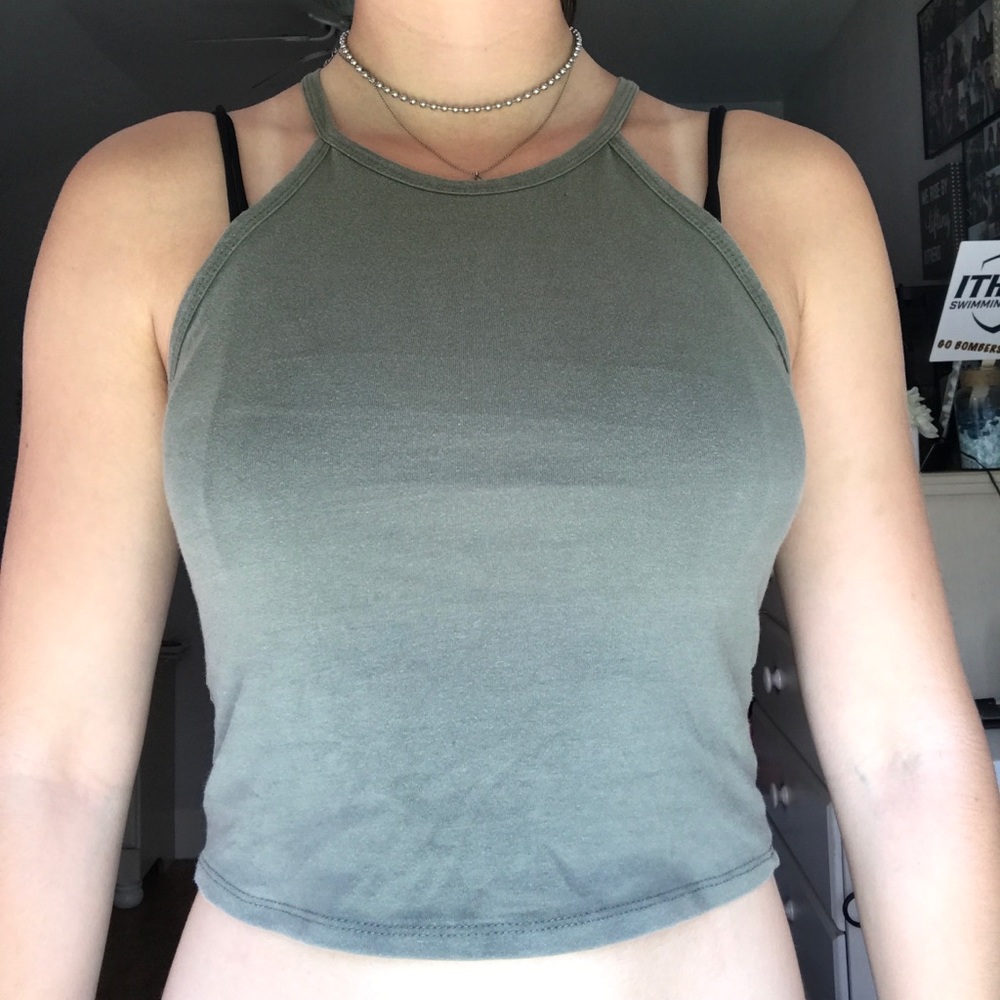 Army Green Halter Crop Top